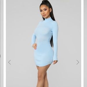 Turtleneck Sweater Dress - Baby Blue